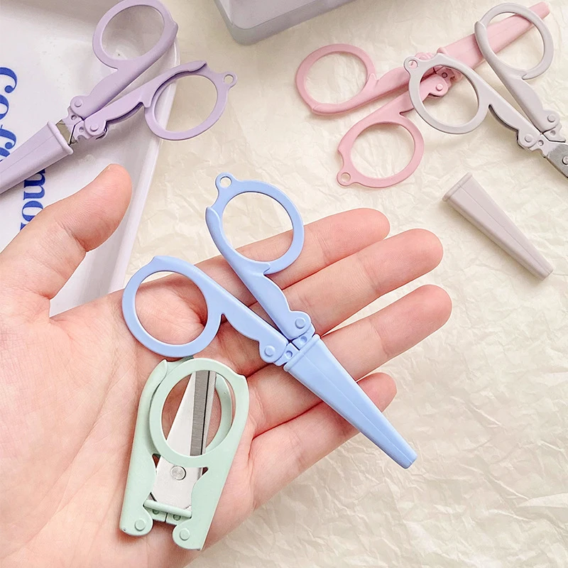 Stationery And Office Supply Chain - Tijeras Plegables de Color Morandi Kawaii,